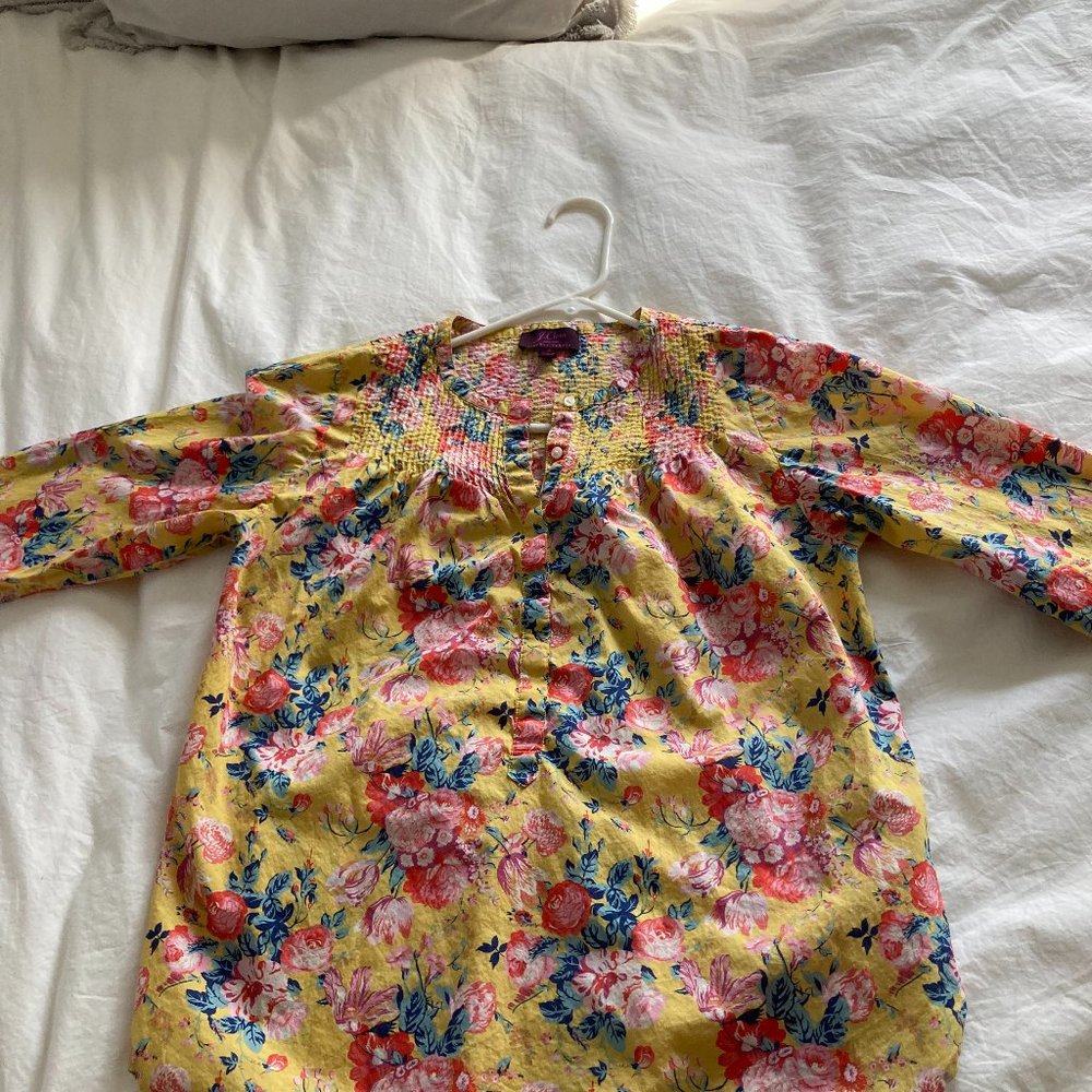 J. Crew Liberty of London Yellow Popover Blouse - Size 2